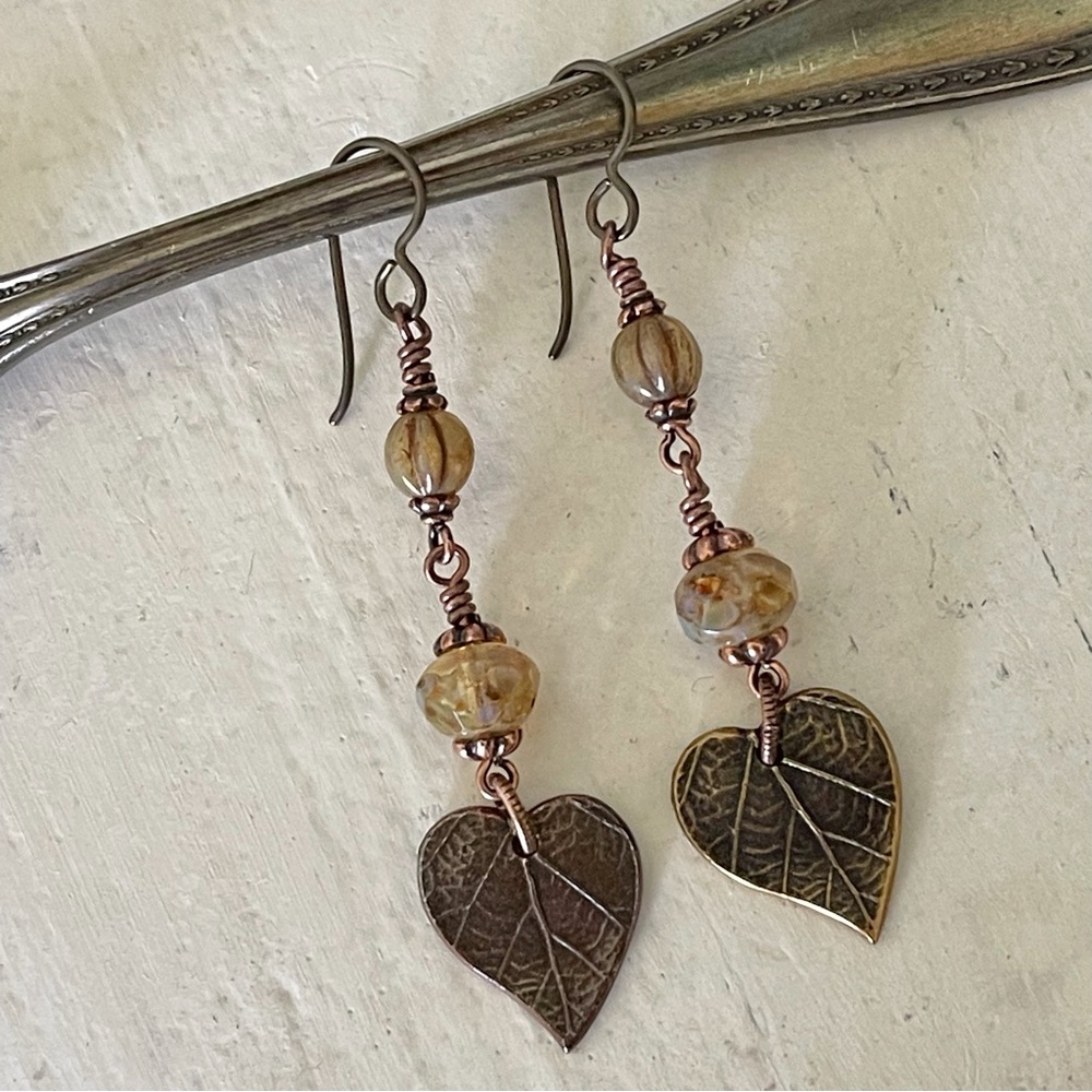 Artisan Earrings - “Spoonful of Honey” Dangles - Picture 2 of 8